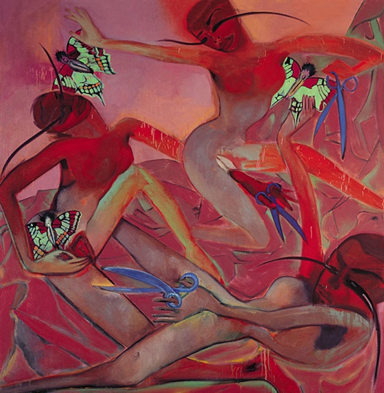 "Scissors and Butterflies" by Francesco Clemente in 1980, representing Neo-Expressionism.