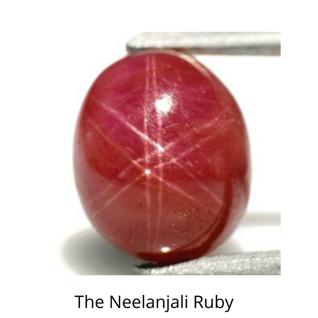 The Neelanjali Star Ruby is believed to be the largest star gemstone. The 12 point double star is produced by titanium atoms trapped within the corundum crystal. It weighs 1,370 carats. (Photo Credit: Grants Jewelry)